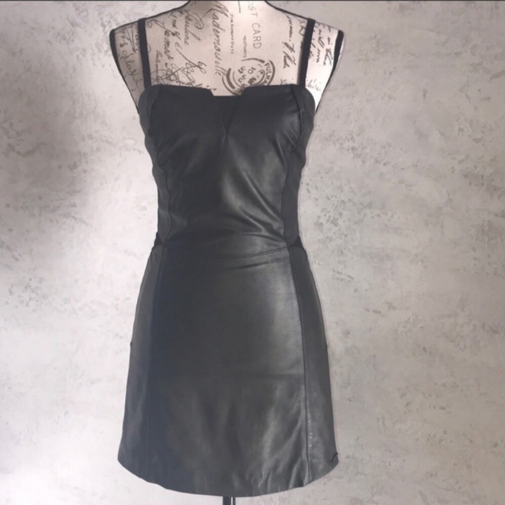 Diesel Black Leather Mini Dress
